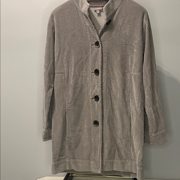 J. Jill Jackets & Blazers - J. Jill Gray Corduroy Oversize Shacket Jacket with Velvet Trim Size Small